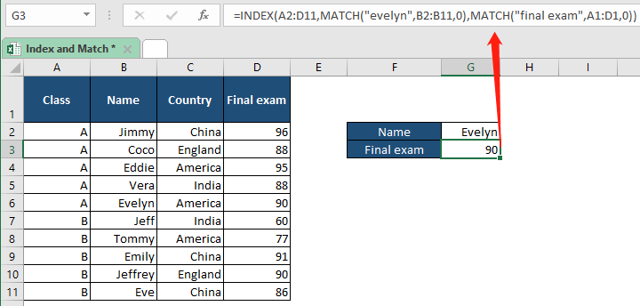 How to use INDEX and MATCH together in Excel