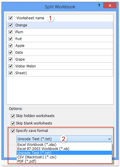 Excel加載項：將多個工作表導出到文本文件