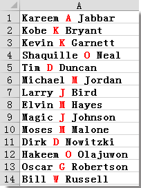 How to extract middle name only or split names from full name in Excel?