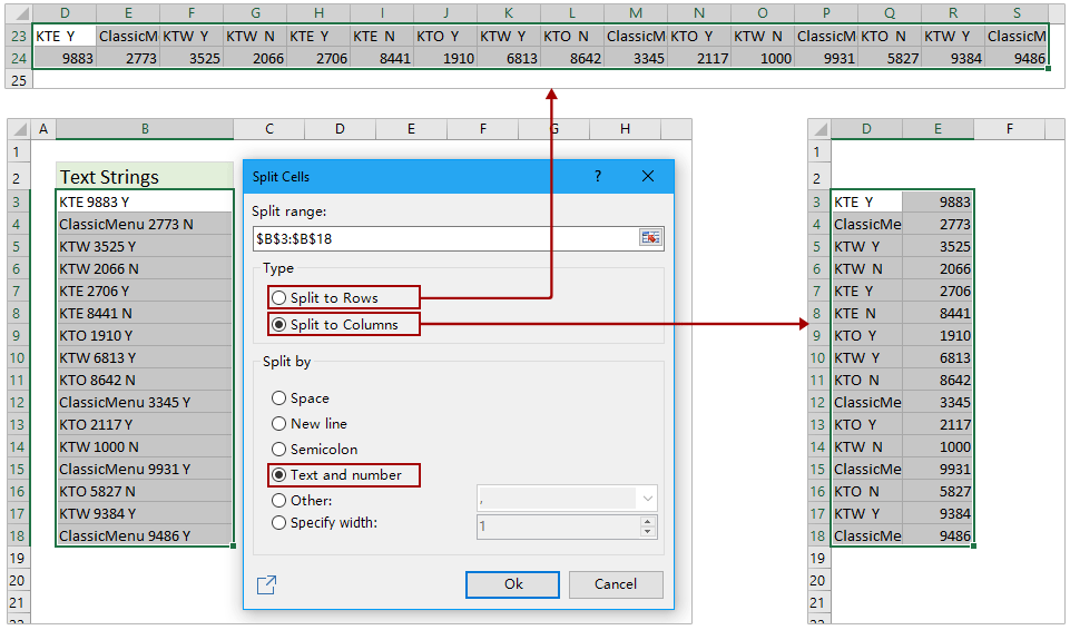 excel extract text before space