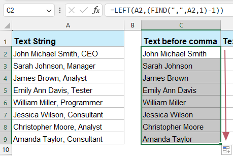 Extract text before/after space or comma in Excel - Easy Guide
