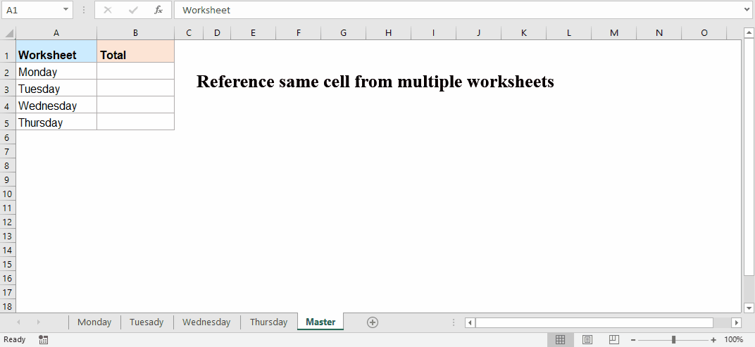 Reference Same Cell Across Multiple Worksheets