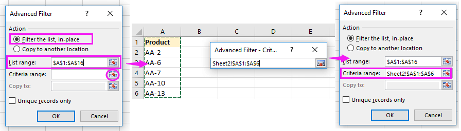 filtr dokumentů na základě výběru 3