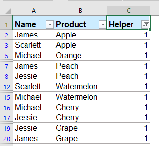 How to filter multiple values in only one column in Excel?