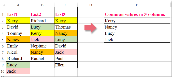 doc valores comuns em 3 colunas 1