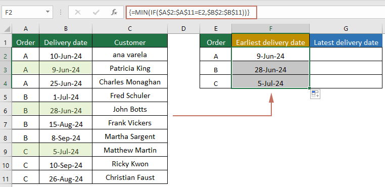 Find earliest or latest dates in Excel – A full guide