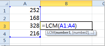 Find the lowest common denominator or greatest common factor in Excel