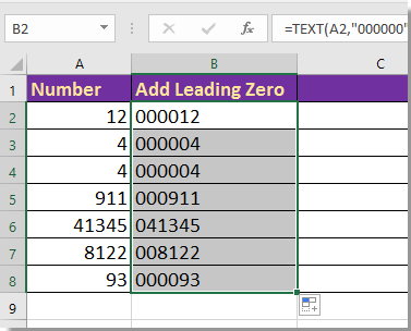 How to add leading zero to fixed number length in Excel?