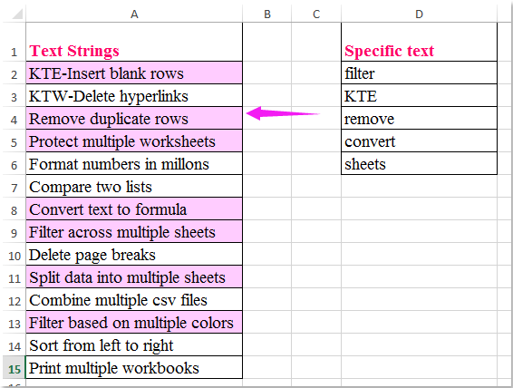 How to apply conditional formatting search for multiple words in Excel?