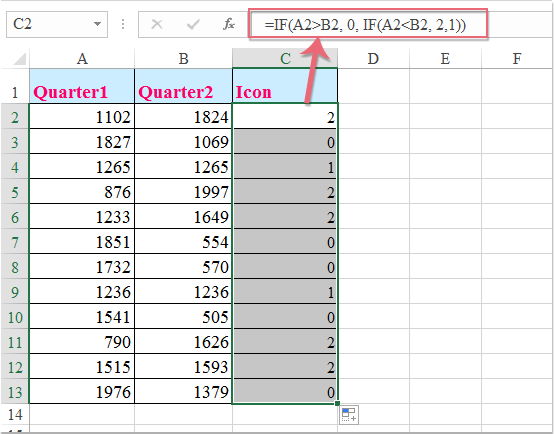How to compare adjacent cells with Conditional Formatting icon sets in ...
