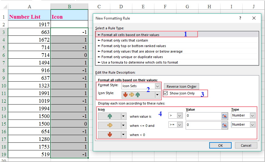 How to compare adjacent cells with Conditional Formatting icon sets in ...