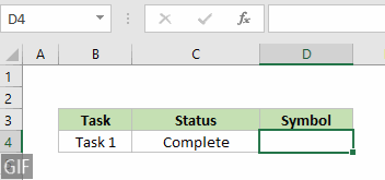 A screenshot of the AutoCorrect feature in action, replacing the word 'tick' with a check mark symbol in a cell
