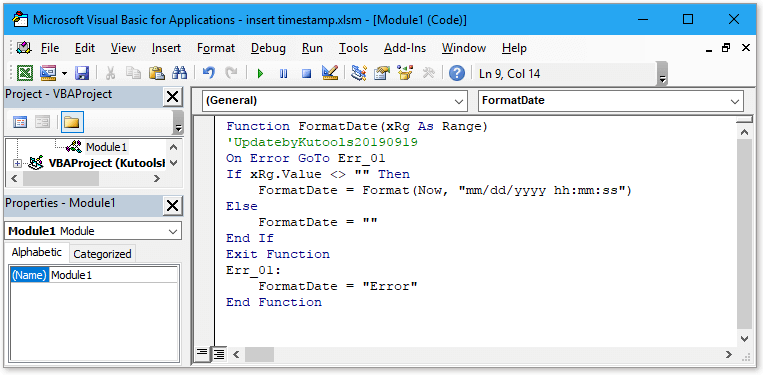 Quickly and automatically insert date and timestamp in Excel