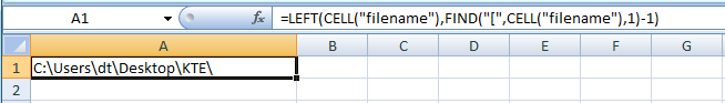 How to insert the current Excel file location in a cell of Excel?
