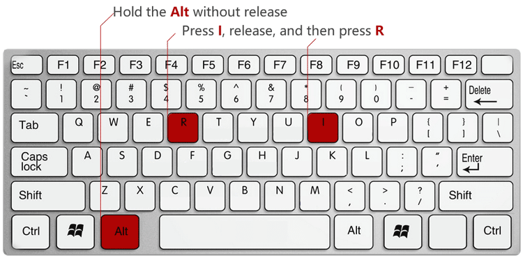 a screenshot showing the shortcut keys on the keyboard