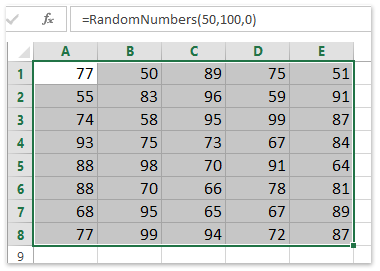 numere întregi aleatorii între 50 și 100