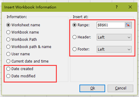Get and insert the created time and last modified time in cells