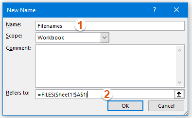 A screenshot of creating a new name range in Excel