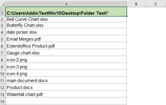 An animation showing filtering for specific file types in Excel