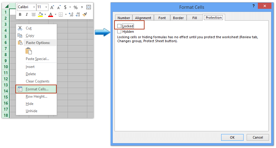 How to lock and protect selected cells in Excel?