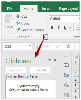 Click the anchor in the Clipboard group to enable the Clipboard