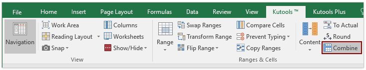 click Kutools > Combine