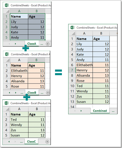 merge multiple worksheets into one sheet
