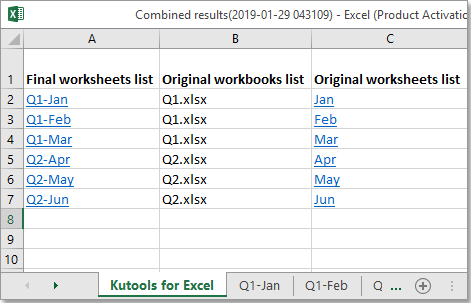 a new sheet is created with all combined sheets inforamtion 