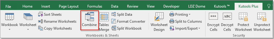 click Combine feature of kutools