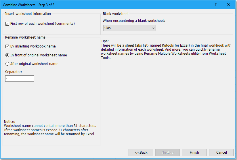 specify the settings in the dialog 