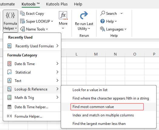 How to find the mode for text value from a list/column in Excel?