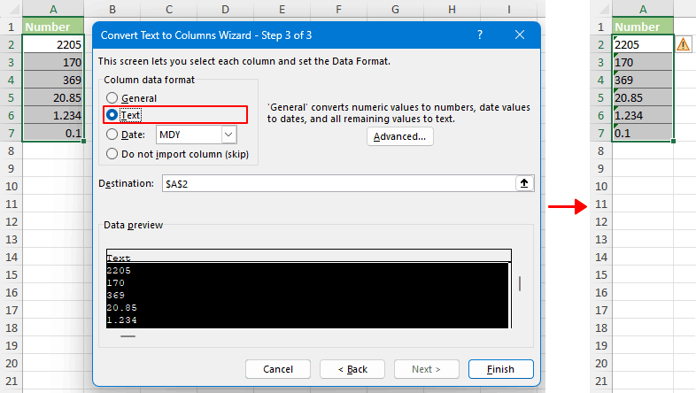 How to change or convert number to text in Excel?