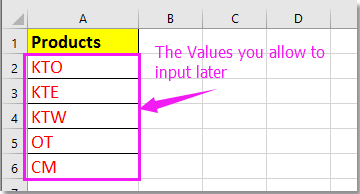 doc consente solo l'inserimento di determinati valori 1