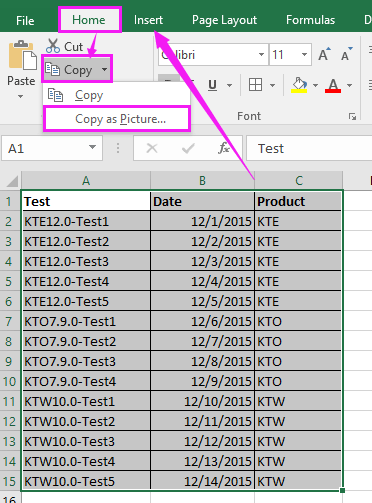 How to easily copy and pasted range or chart as picture in Excel?
