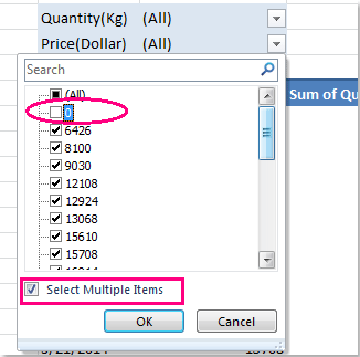 check Select Multiple Items box, then uncheck 0