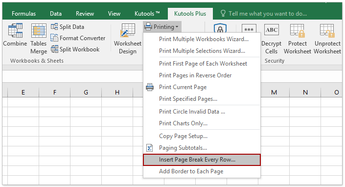 How to print each row/cell on a separate page in Excel?