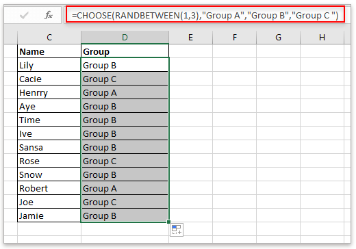 Quickly Generate Random Groups For List Of Data In Excel