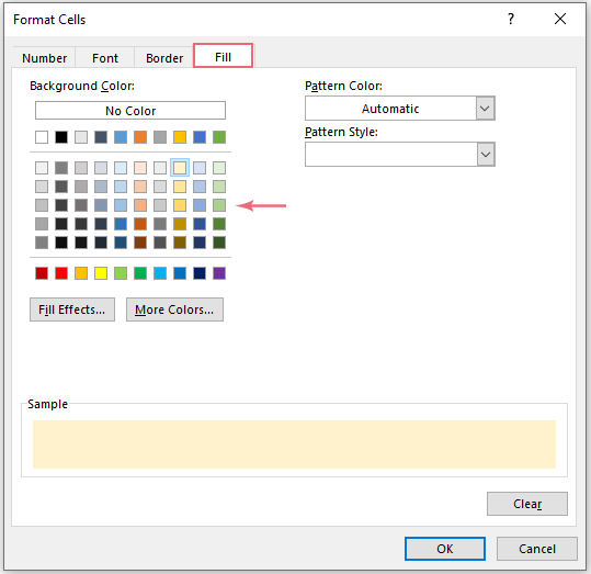 choose one color to highlight the cell 