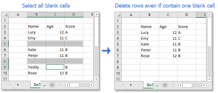 4 easy ways to quickly remove multiple blank or empty rows in Excel