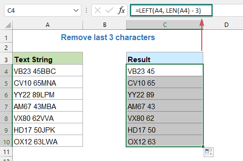 Excel remove characters, words, numbers from text strings