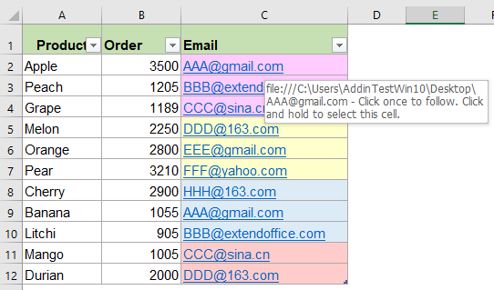 A screenshot of hyperlinks before removal