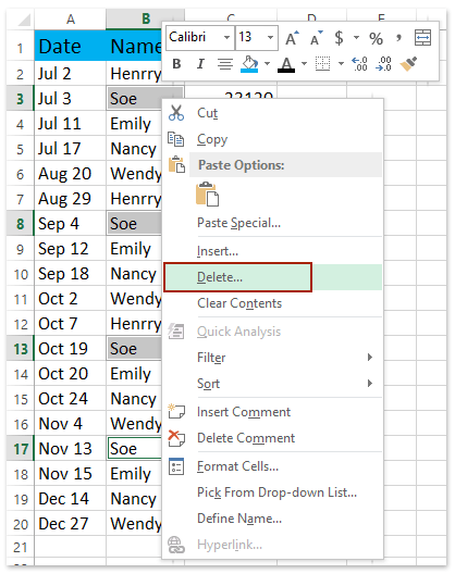 Write a macro in excel to delete rows