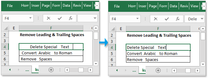 How to remove leading and trailing spaces in Excel cells?
