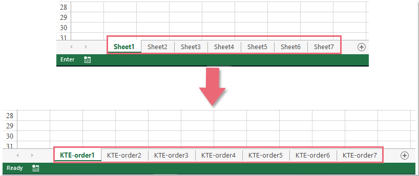 How to rename multiple worksheets in Excel?