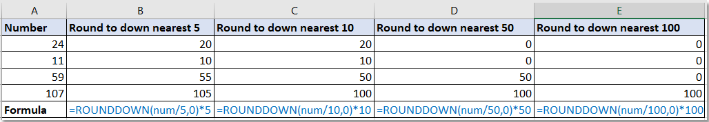 How to round number to nearest 5 10 50 100 in excel 