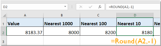 How to round to nearest 1000s/100s/10s/1s/0.1s numbers in Excel?