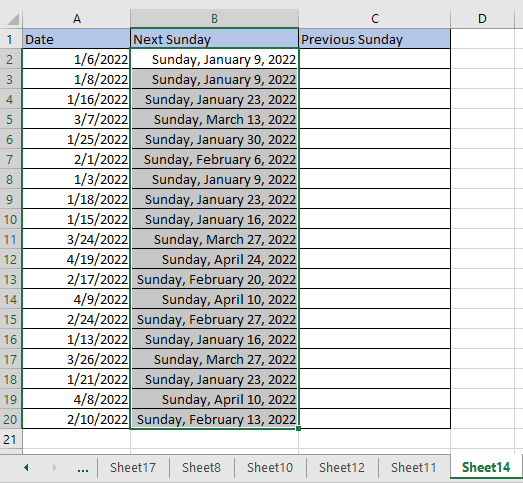 How to round date to previous or next specific weekday in Excel?