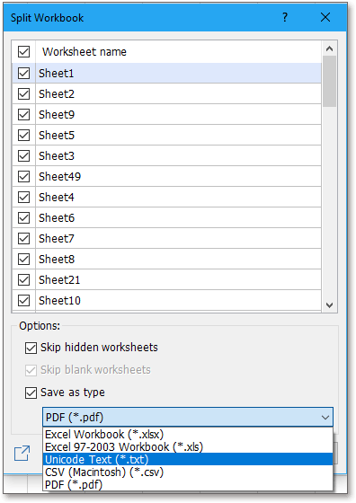 How to save each sheet as separate text file from a workbook?