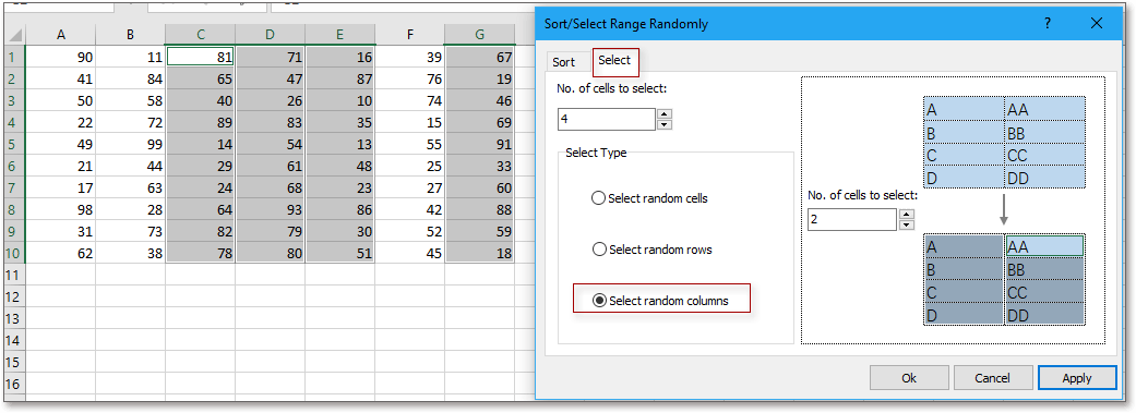 How to select cells randomly in Excel?