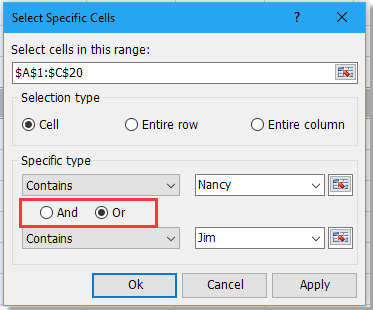 How to select cells with specific text in Excel?